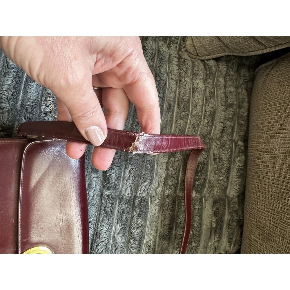 Vintage Christian Dior Burgundy Bag Gold Hardware Shoulder Strap or Clutch. - Picture 7 of 7